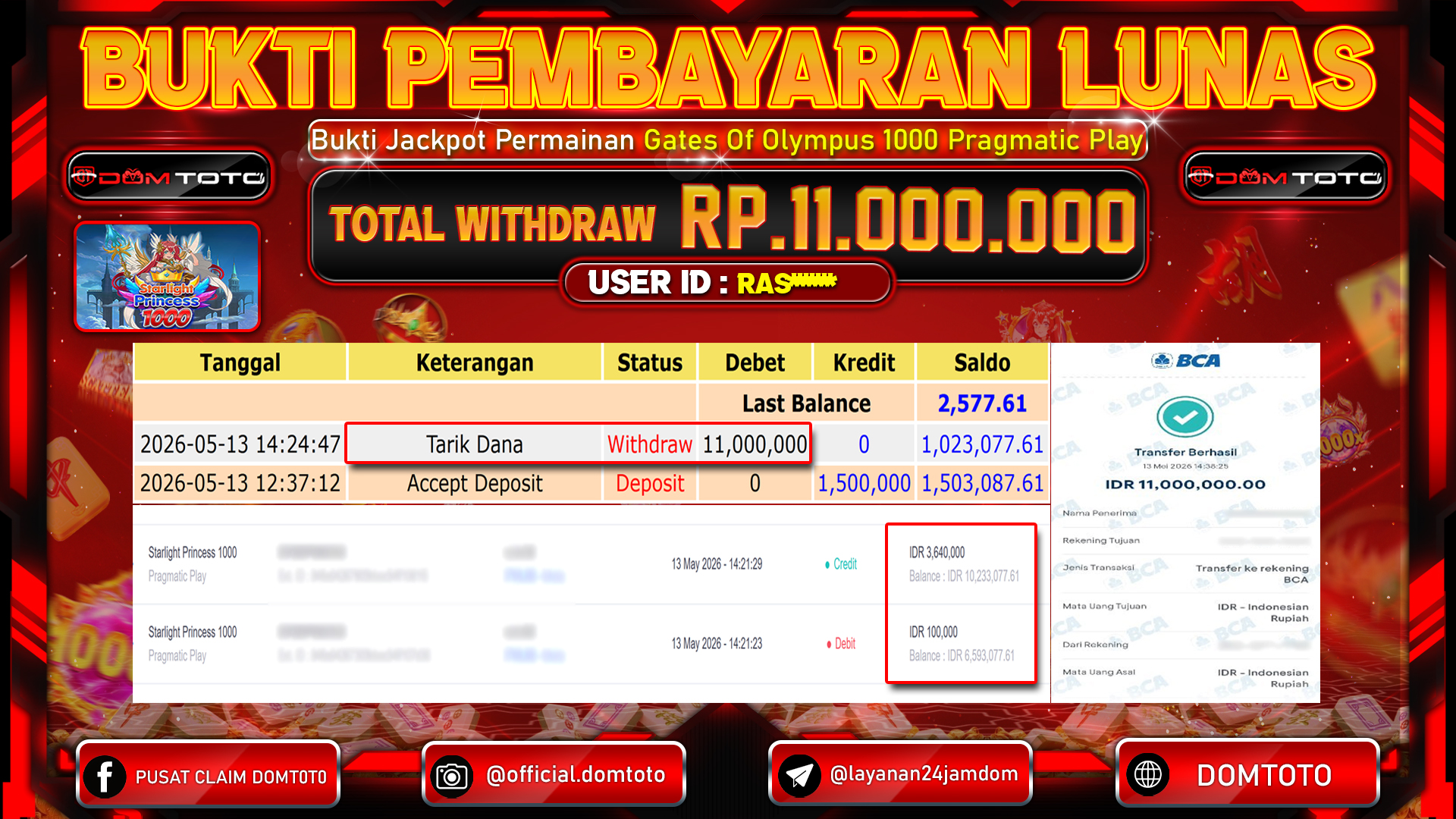 JACKPOT SLOT Starlight Princess 1000 Pragmatic Play 13 MAY 2026